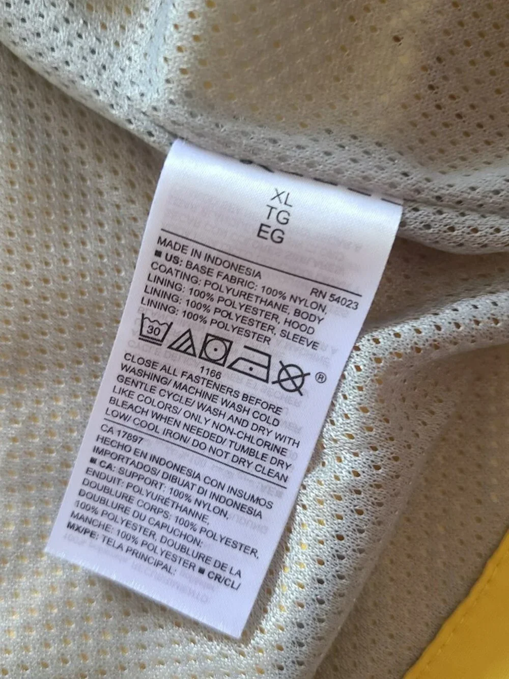 Old Navy Hooded Tech Rain Jacket XL Gold Yellow Utility Mesh Lined